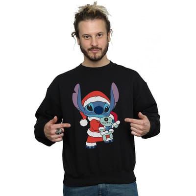 Disney Heren Lilo en Stitch Kerst Sweatshirt (Zwart)