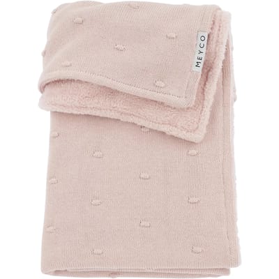 Meyco Baby Mini Knots teddy wiegdeken - soft pink - 75x100cm - 2.0 TOG