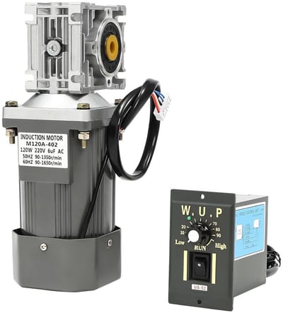 Elektrische Wormwielmotor 120W met Regelaar - 220V Toerental Instelbaar en Omkeerbaar