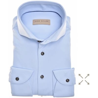 John Miller Overhemd Slim Hyperstretch Uni Licht Blauw / male