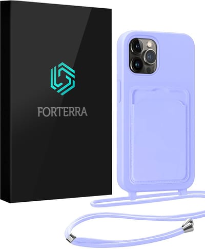 Hoesje Geschikt voor iPhone 13 Pro Pashouder Case Siliconen Hoes Met Koord - Hoes Geschikt voor iPhone 13 Pro Met Telefoonkoord Hoesje Back Cover Met Pasjeshouder - Lila