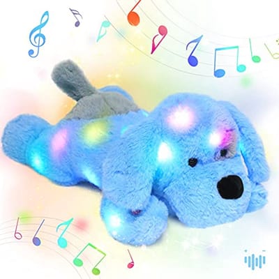 LED Muzikale Knuffelhond - Pluche Hond Met Instelbaar Volume En Slaapliedje Voor Kinderen