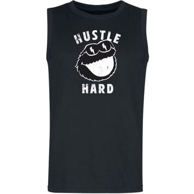 Sesame Street Tanktop - Cookie Monster - Hustle Hard - S tot 3XL - voor Mannen - zwart