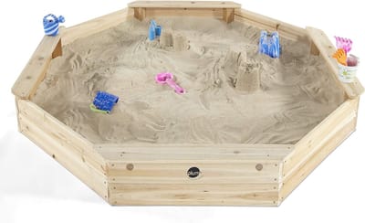 Zandbak Schelp - Grote Zandbak - Houten Octagon - Inclusief Deksel en Bodembedekking - Veilig en Creatief Spel - Voor Kinderen vanaf 18 maanden