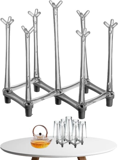 Beker Droogrek - Fles Afvoer - Keuken Opbergen - Verstelbaar Ontwerp - 20.8 x 8.9 x 20.8 cm - Grijs