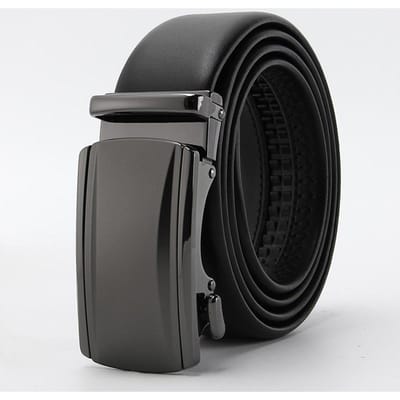 Nieuwe Heren Tweede Laag Leer Automatische Gesp Leren Riem Puur Echt Koeienhuid Zakelijke Casual Riem 110-130CM black