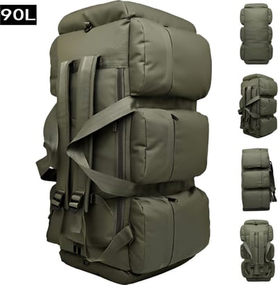 CarryQuest® - 90L Wandelrugzak - Multifunctionele Nylon Hiking Backpack met Laptopvak, Rugventilatie, Front-/Toploader & Waterafstotend Outdoor Ontwerp - 76x38x36 cm - Groen