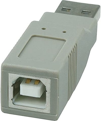 DELTACO USB-55, USB-A naar USB-B adapter, grijs