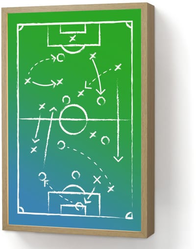 Wandlamp 40x60 cm - Oplaadbaar - Voetbal - Tactiek - Spel - Groen - Blauw - Wandlampen binnen woonkamer - Slaapkamer lamp - Decoratieve nachtlamp - Vloerlamp draadloos