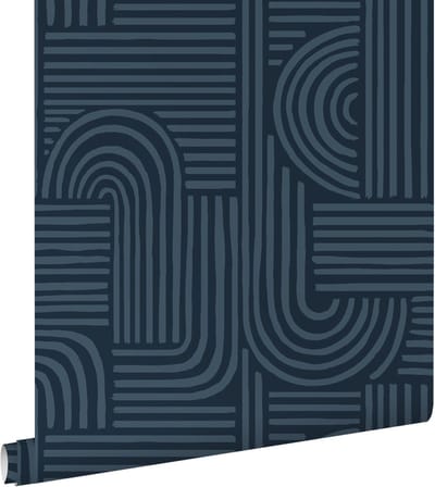 ESTAhome behang grafisch 3D motief donkerblauw - 53 cm x 10.05 m - 139939
