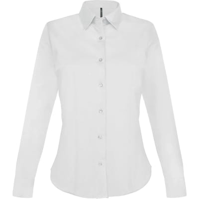 Kariban Dames stretch blouse lange mouwen K530 - White - S