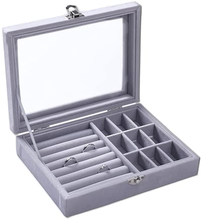 Dailygoods- Juwelendoos 9 Grids - Sieraden Opbergdoos - Transparant Deksel - Groene Kleur - Stofvrij - Perfect voor Thuisgebruik - Sieradenbox