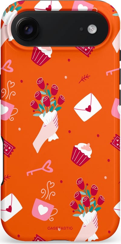 Casetastic hoesje geschikt voor Apple iPhone Air - MagSafe - Dubbellaagse bescherming - Valentijnsdag Feest - Fashion Case - Oranje Koraal