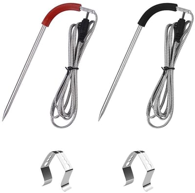 Dailygoods- Vlees Grill Probe Vervangende Set - Temperatuursensor - Roestvrij Staal - Geschikt voor Barbecue - Inclusief Sondehouderclips - Hoge Temperatuurbestendigheid