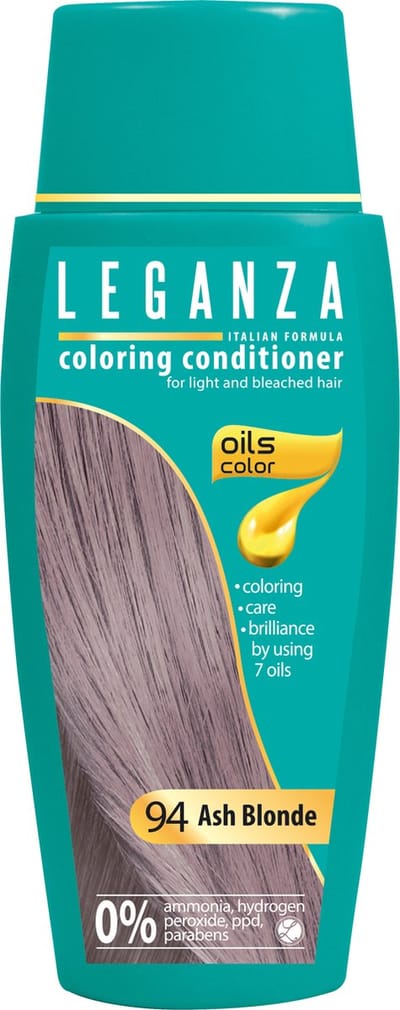 Leganza Coloring Conditioner Ash Blonde – Natuurlijke Kleurspoeling Asgrijs Blond – Semi-Permanente Haarkleuring met Natuurlijke Oliën – Zonder Ammoniak – 150ml