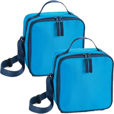 Kleine koeltas voor lunch - 2x stuks - lichtblauw - 20 x 20 x 11 cm - 4.5 liter - Koeltassen