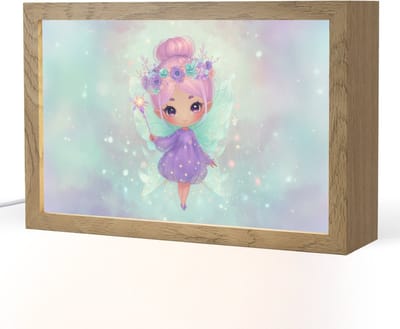 Nachtlampje 30x20 cm - Kinder lampje - Fee - Paars - Glinsters - Tafellamp kinderkamer - Slaapkamer lamp - Bedlamp kinderen - Kinderlampje stopcontact - Wandlamp babykamer - Nachtlampjes
