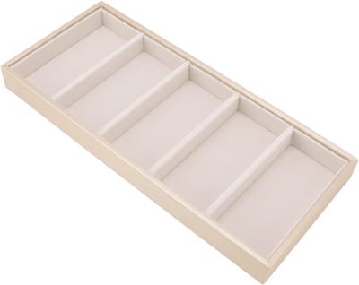 Multifunctionele brillenopbergdoos met 5 vakken voor zonnebrillen en andere brillen, ruimtebesparend en ideaal voor opslag, beige kleur