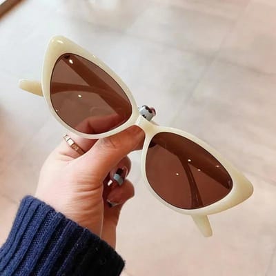Lunettes de soleil vintage œil de chat Monture petite Protection UV400 Teintes rétro pour femmes hommes Marque de créateur de luxe