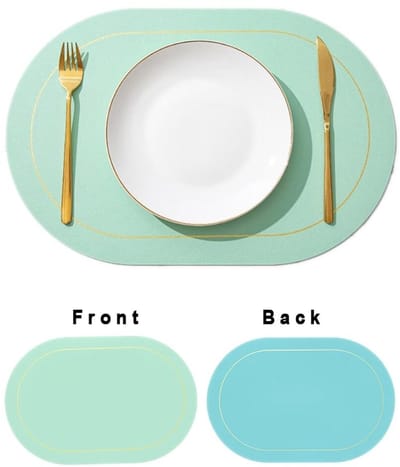 Dailygoods- Tafelsets 6 stuks - Tweekleurige Ovale Placemats - Lederlook - Afwasbaar - Antislip - Hittebestendig - 45 x 30 cm