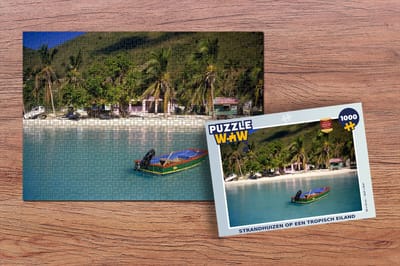 Puzzel Strand - Palmbomen - Huis - Legpuzzel - Puzzel 1000 stukjes volwassenen