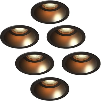 Ledvion – 6x LED Inbouwspot Rond Ø85mm – Zwart – 3W – GU10 – 2700K – IP20