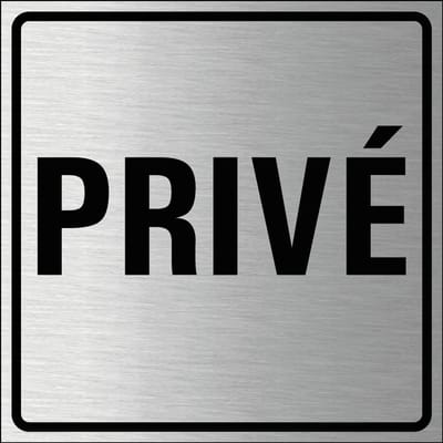 Privé bordje, geborsteld aluminium 150 x 150 mm