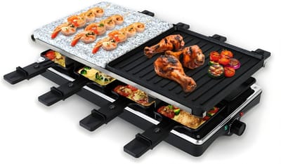 DnA® Steengrill - Gourmet - Bakplaat - Zwart en Zilver - 43cm x 24cm x 13cm