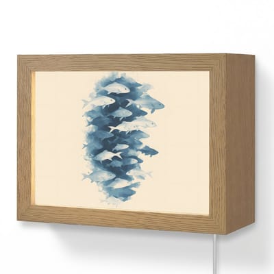 Wandlamp 20x15 cm - Oplaadbaar - Vissen - Minimalistisch - Blauw - Wandlampen binnen woonkamer - Slaapkamer lamp met kabel - Decoratieve nachtlamp - Vloerlamp snoer