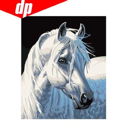 Animal Cheval Broderie Diamant 5D DIY Peinture Diamant Point de Croix Image Diamant Rond Complet 20X30 black