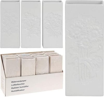 Waterverdamper wit 20x8x3cm bloemrelief