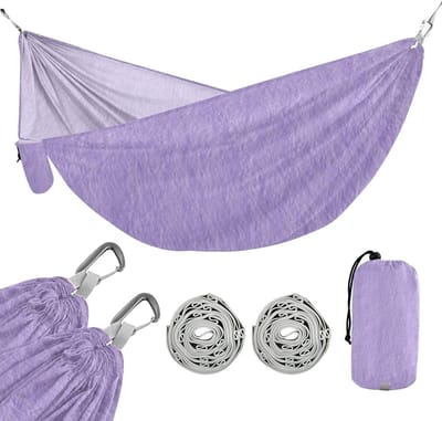 Hangmat Outdoor - Draagbare Hangmat - Ontspannen Buiten - Met Opbergvak - 290x138cm - Paars