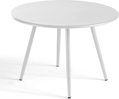 Tuin Salontafel - Rond Tafelblad - Buiten Zitten - Poedercoating Staal - 40 cm - Wit