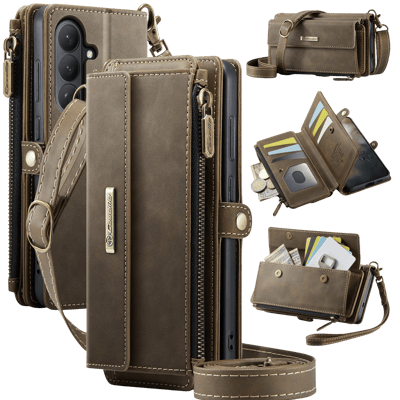 Caseme Samsung Galaxy S26 Luxe Alles-in-één Portemonnee Hoesje Bruin