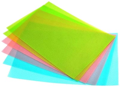6-delige Koelkastmatten - Wasbare koelkastmatten - Tafelmatten voor lades - Koelkastmatten - Afdekmatten voor lades - Waterdicht, oliebestendig, antislip - 45 * 30 cm / 17,7 * 11,8 inch - Rood, Groen, Blauw