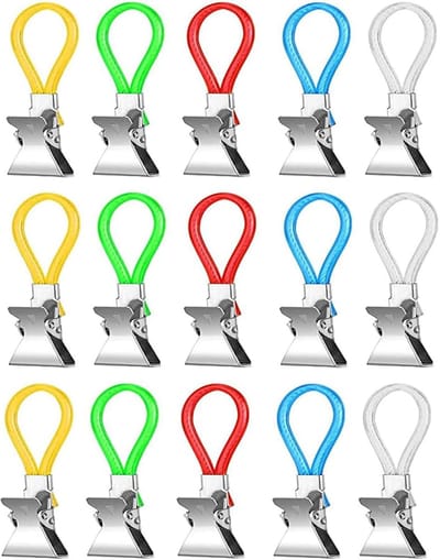 Set van 15 Handdoekclips in 5 Kleuren, Ideaal voor Keuken en Badkamer, Handdoekhaken en Keukenaccessoires