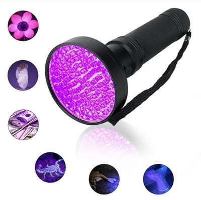 New Age Devi - Ontdek Onzichtbare Vlekken met deze UV Led Zaklamp - Paars Licht - Ultraviolet - 100 Led - Zwart