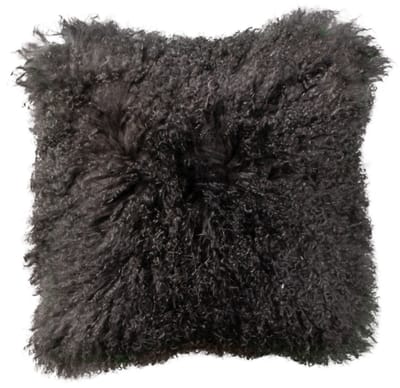 Van Buren - Tibetaans schapenvacht kussen - Grijs 45x45cm - 100% echt schapenvacht