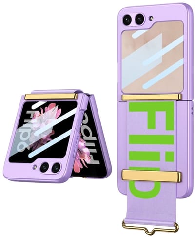 Lunso Geschikt voor Samsung Galaxy Z Flip 7 FE / Z Flip6 backcover hoesje met Polsband - Lila