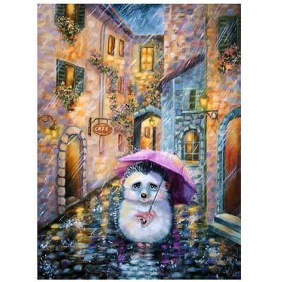 Diamant mosaïque Animal 5d bricolage diamant peinture pitoyable hérisson photo 20X30CM beige