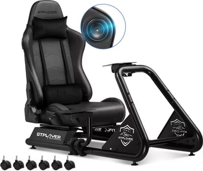 Aafinity Sim Racing Cockpit met Speakers – Verstelbare Racing Simulatorstoel met Stuurwielhouder, Pedalenhouder en Versnellingspookhouder