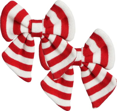 House of Seasons kerst ornament strikken- 2x -rood/wit steep 14 cm- polyester