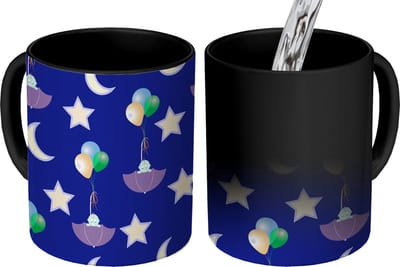 Magische Mok - Foto op Warmte Mokken - Koffiemok - Sterren - Patronen - Paraplu - Geboorte - Magic Mok - Beker - 350 ML - Theemok