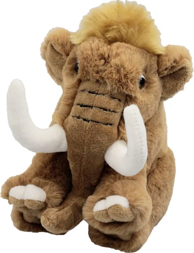 Inware pluche mammoet knuffeldier - bruin - zittend - 18 cm