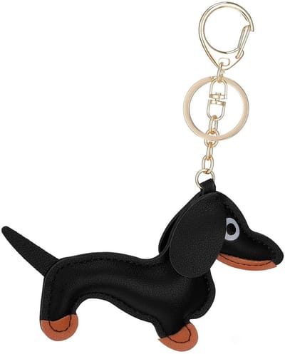Dailygoods- Sleutelhanger Teckel - Lederen Sleutelhanger - Karabijnhaak - Dierenliefhebbers - Cadeau Idee - Duurzaam en Sterk - Sleutelring