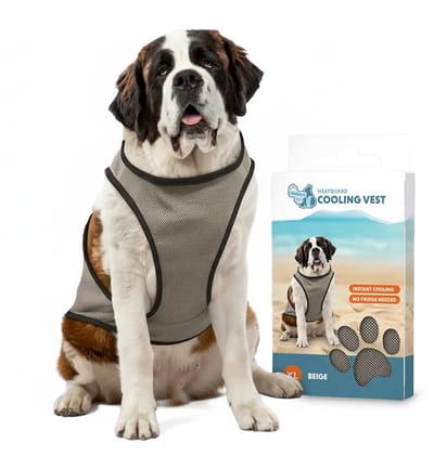 Coolpets Koelvest Hond XL - Verkoeling Hond - Coolvest - Verkoelende Jas - Ruglengte 40 cm - Cooling Vest - Beige