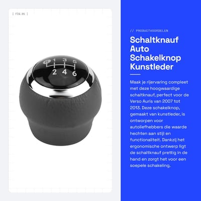 Dailygoods- Versnellingspook Knop 6-Gang - Kunstleder - Universeel - Auto - Hoogwaardige Kwaliteit - Geschikt voor Verso Auris 2007–2013
