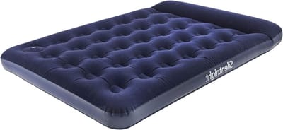 Opklapbaar dubbel luchtbed met voetpomp - premium opblaasbaar matras voor camping - 191 x 137 x 28 cm - blauw
