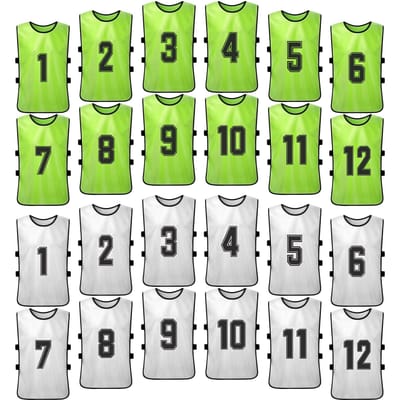 Pinnies de Football à séchage rapide, maillots de Football pour jeunes, entraînement d'équipe de basket-ball, 24 pièces vert/blanc