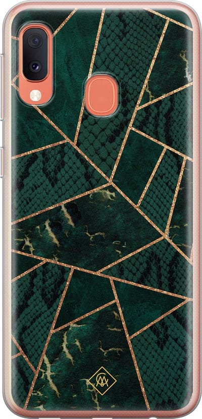 Casimoda® hoesje - Geschikt voor Samsung A20e - Abstract Groen - Backcover - Siliconen/TPU - Zwart